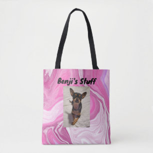 Bolso De Tela Stuff Mascota personalizado Rosa y blanco