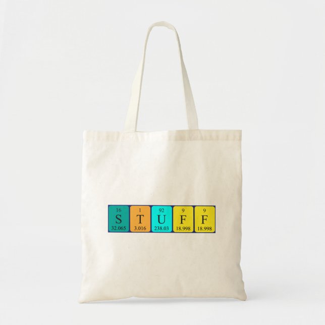 Bolso De Tela Stuff periodic table name tote bag (Frente)