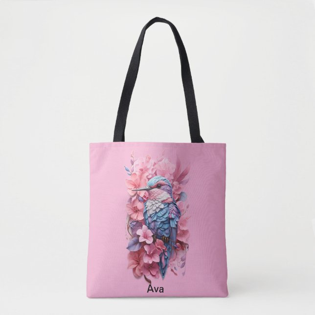 Bolso De Tela Stunning Pastel Hummingbird Floral (Anverso)