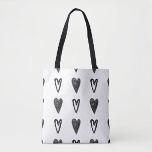 Bolso De Tela Stylish graphic seamless pattern with hearts. Blac