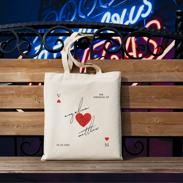 Bolso De Tela Stylish Script Heart Casino Vegas Wedding Favor (Subido por el creador)