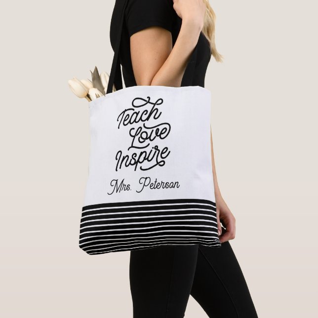 Bolso De Tela Stylish Script Teach Love Inspire Teacher (Detalle)