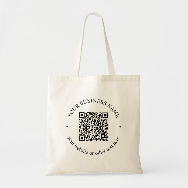 Bolso De Tela Su código QR cargado más texto circular editable (Frente)