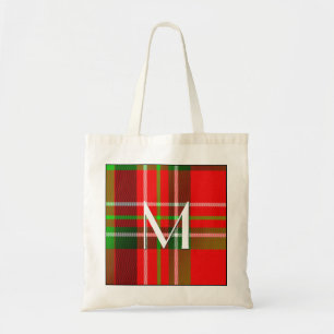 Bolso De Tela Su inicial - modelo del tartán del navidad