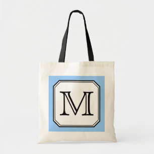 Bolso De Tela Su letra. Monograma de encargo. Blanco del negro