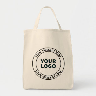 Bolso De Tela Su logotipo cargado + texto circular editable