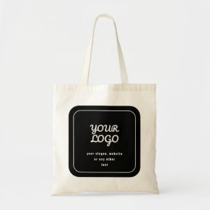 Bolso De Tela Su logotipo y eslogan u otro texto   Blanco y negr
