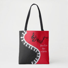 Bolso De Tela Su nombre/color rojo Treble Clef Piano Keys Music