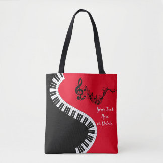 Bolso De Tela Su nombre/color rojo Treble Clef Piano Keys Music