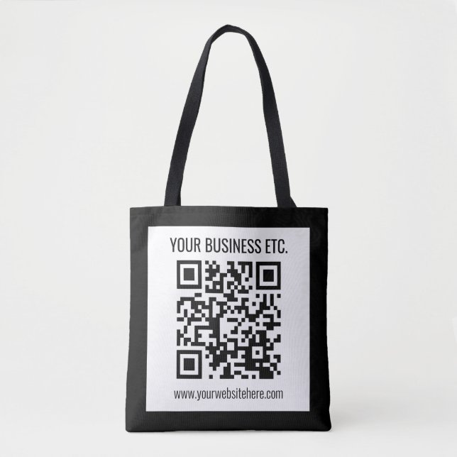 Bolso De Tela Su nombre comercial y código QR editable (Anverso)
