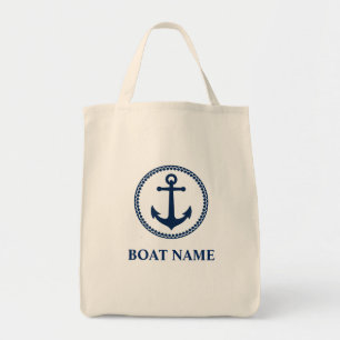 Bolso De Tela Su nombre de barco Anchor Mar Eco Friendly Grocery