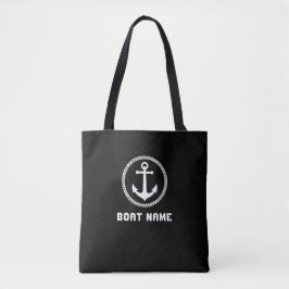 Bolso De Tela Su nombre de barco Anclaje Náutico Mar Blanco Negr
