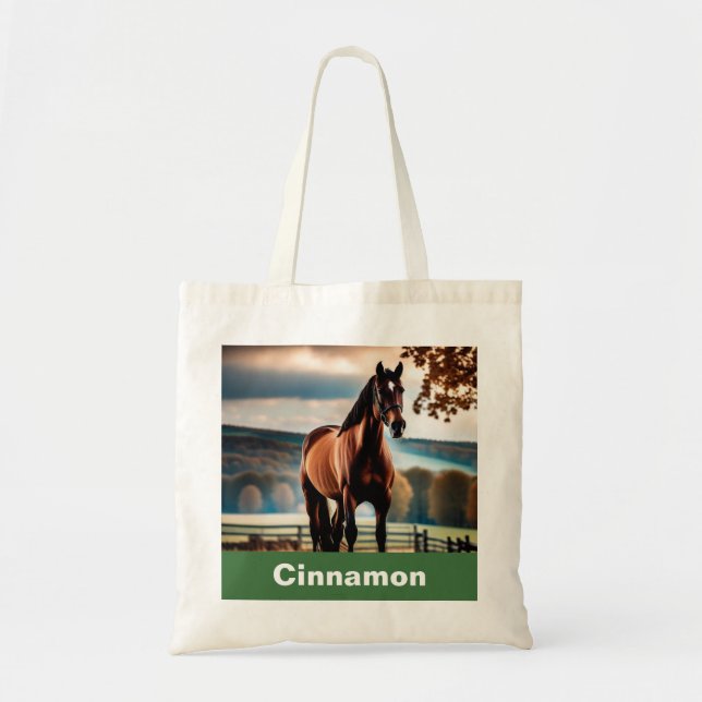 Bolso De Tela Su nombre de foto de caballo (Frente)