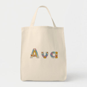 Bolso De Tela Su nombre en letras florales artísticas / Ava