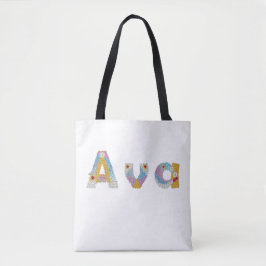 Bolso De Tela Su nombre en letras florales artísticas / Ava