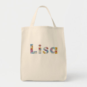 Bolso De Tela Su nombre en letras florales artísticas / Lisa