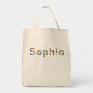 Bolso De Tela Su nombre en letras florales artísticas / Sophia T