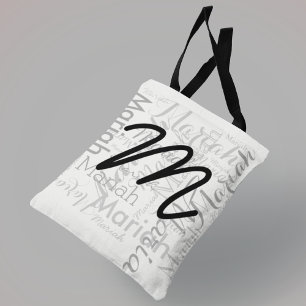Bolso De Tela Su patrón de nombre con estilo inicial
