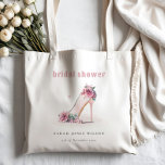 Bolso De Tela Suave ducha de novia floral de tacones altos rosad<br><div class="desc">Suave colección de temas florales de tacones altos rosados de Rubor.- Es un elegante Ilustracion acuarela de tacones altos suaves con delicadas flores rosadas perfecto para sus fiestas de lujo. Es muy fácil de personalizar, con sus datos personales. Si necesita cualquier otro producto o personalización que coincida, por favor envíe...</div>