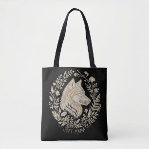 Bolso De Tela Suave Mamá Vintage Lobo Corona Floral Boho Botanic