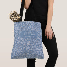Suave patrón boho floral azul pastel y gris blanco