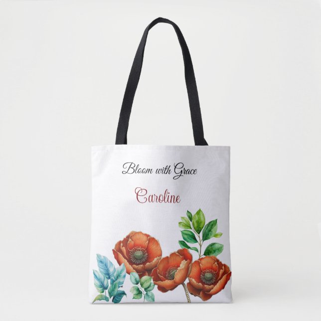 Bolso De Tela Sublime acuarela Red Poppies Feliz Jubilación (Anverso)