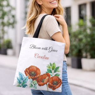 Bolso De Tela Sublime acuarela Red Poppies Feliz Jubilación