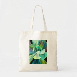 Bolso De Tela Suculento arte acuático azul y verde del desierto