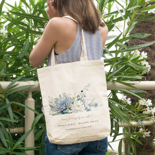 Bolso De Tela Suculento Boda botánico floral suave azul verde