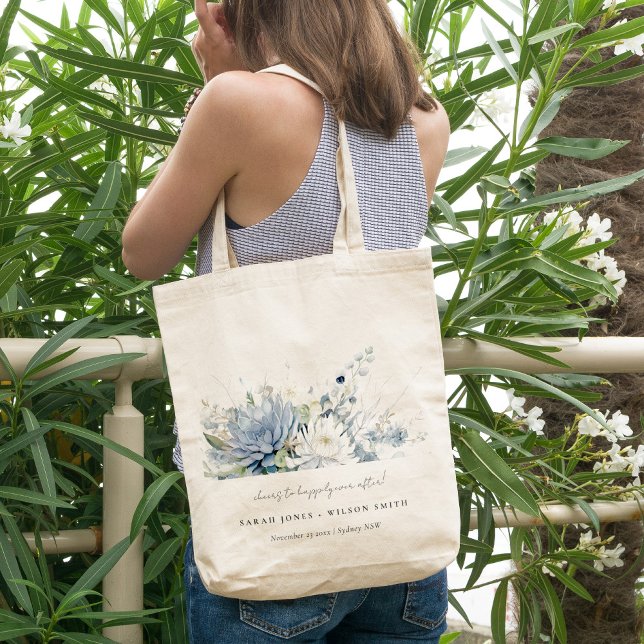 Bolso De Tela Suculento Boda botánico floral suave azul verde (Subido por el creador)