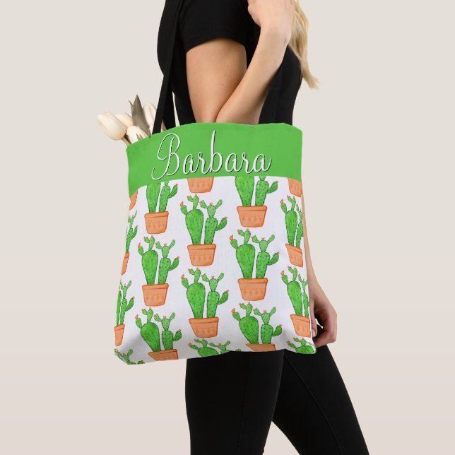 Bolso De Tela Suculento Desierto Cactus Floral Personalizado (Detalle)