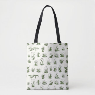 Bolso De Tela Suculento Florario: Diseño Geométrico Vintage.