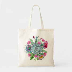 Bolso De Tela Suculentos Echeveria Cactus Flores