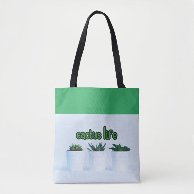 Bolso De Tela Sucultores con manchas de Cactus Life (Anverso)