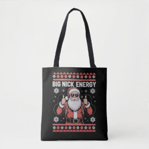 Bolso De Tela Sudadera fea de Navidad con Santa de Big Nick Ener