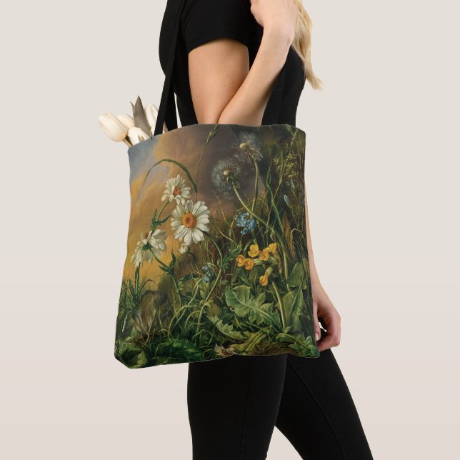 Bolso De Tela Suelo forestal con margaritas, gallos, ... (Detalle)