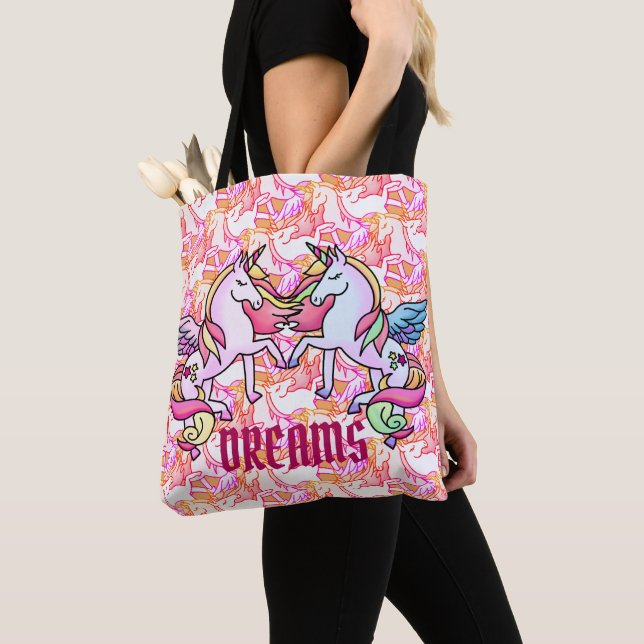 Bolso De Tela Sueño arcoiris de Unicornio Pastel Pegasus (Detalle)