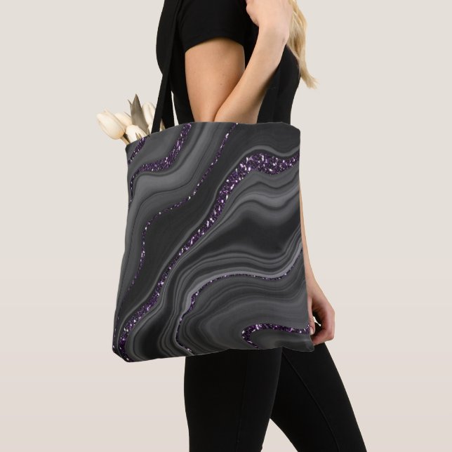 Bolso De Tela Sueño Purpurina del Agate Blanco Gris Negro Líquid (Detalle)