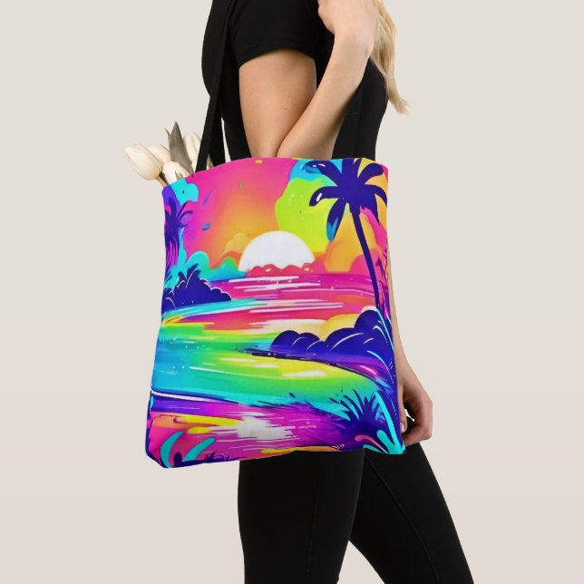 Bolso De Tela Sueño tropical arcoiris (Detalle)