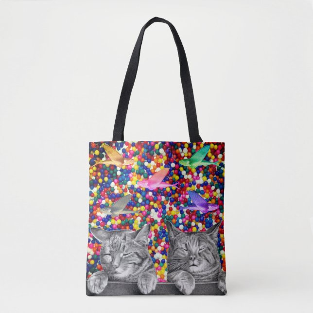 Bolso De Tela Sueños de Gatito Coloridos (Anverso)