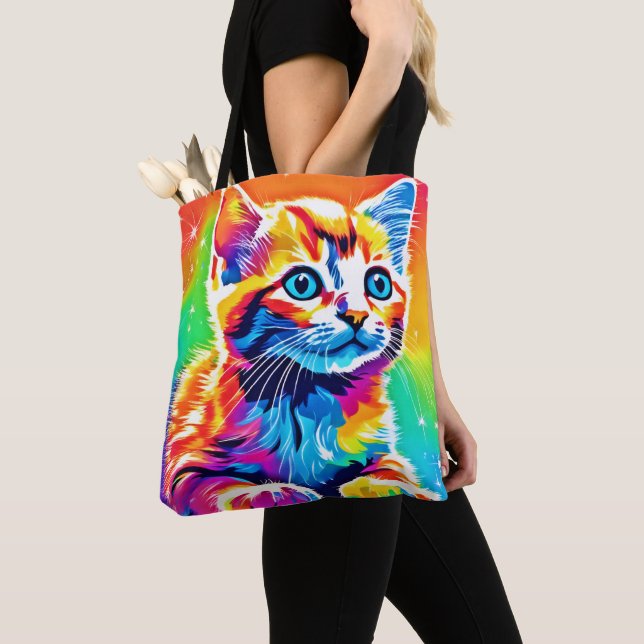Bolso De Tela Sueños de gatitos arcoiris (Detalle)
