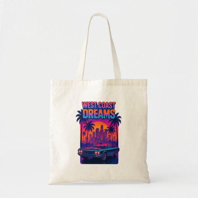 Bolso De Tela Sueños de la Costa Oeste – Synthwave Retro de los  (Frente)
