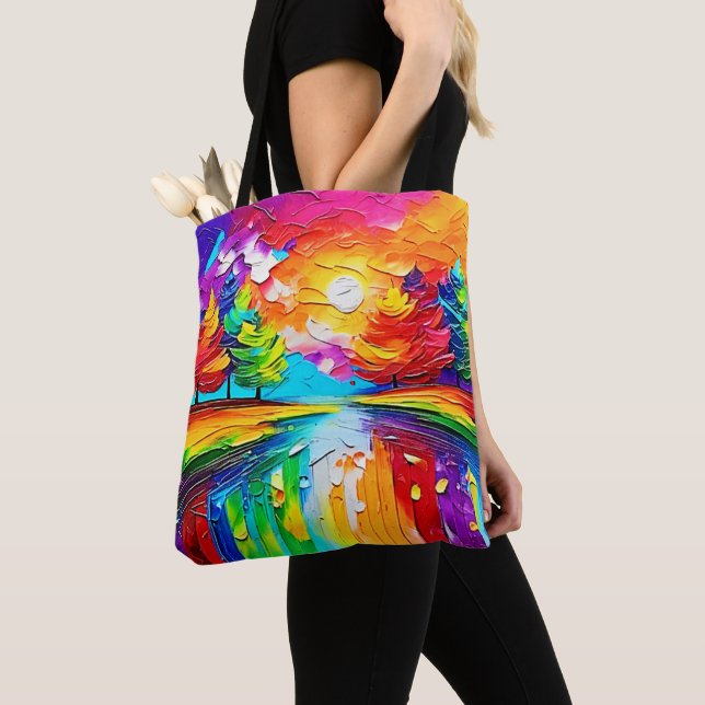 Bolso De Tela Sueños del Atardecer en el Bosque Arcoíris (Detalle)