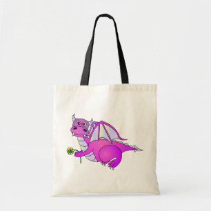 Bolso De Tela Sueños dulces - dragón púrpura lindo con la flo