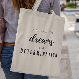 Bolso De Tela Sueños y Determinación Mensaje Único