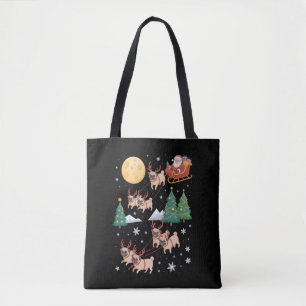 Bolso De Tela Suéter de Navidad de árbol de perros Pug Xmas Masc
