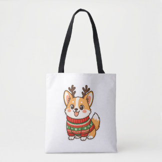 Bolso De Tela Suéter Feo de Navidad de Perro Corgi Adorable Ropa