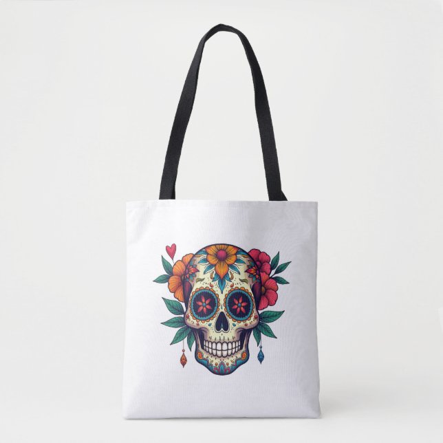 Bolso De Tela Sugar Skull Art (Anverso)