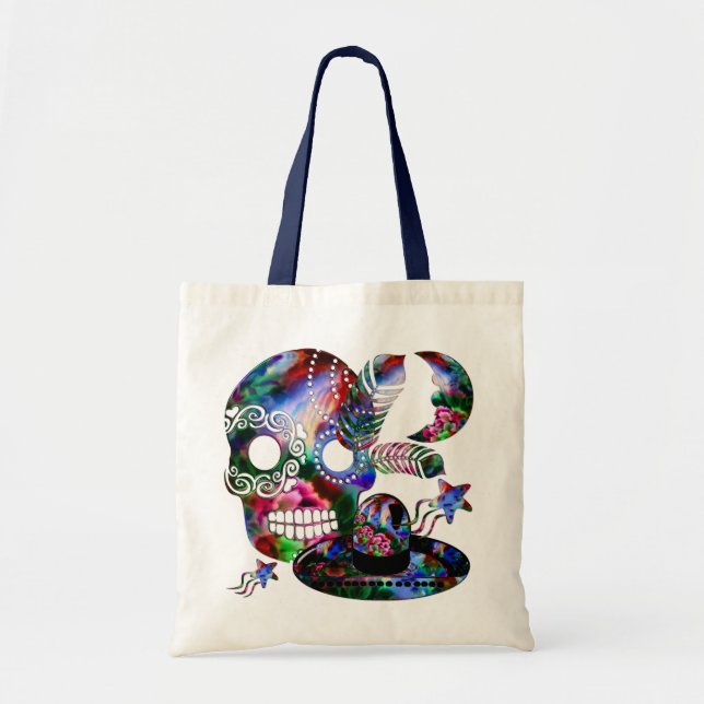 Bolso De Tela Sugarland Psychedelle Grinnin' Skull Mexicano (Frente)