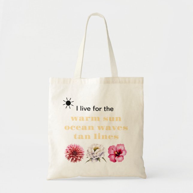 Bolso De Tela Summer Beach Bag with Flowers and Sun (Frente)